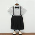 thumbnail image 5 of OSOLU Children Boys Outfits Short Sleeve Striped Shirts with Suspenders Summer Formal Wear Performance Comfortable Breathable Beach Holiday Clothing Sets, 5 of 9