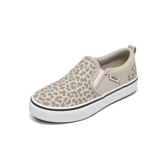 Zapatos Vans Kids Asher Slip-On de leopardo para niños, talla 5.5