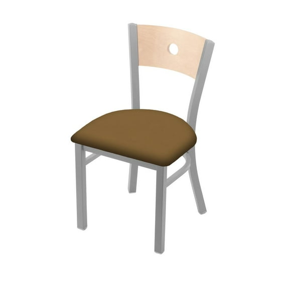 630 Voltaire 18" Chair with Anodized Nickel Finish, Natural Back, and Canter Saddle Seat