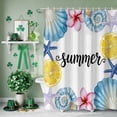thumbnail image 3 of Shower Curtain, Summer Lemons Sea Stars Carnival Flowers Waterproof Shower Curtain Set with Hooks for Bathroom Showers,Stalls and Bathtubs,72x72In Oceans Shells, 3 of 9