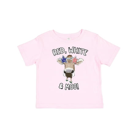 

Inktastic 4th of July Red White & Moo Patriotic Cow in Shades Gift Toddler Boy or Toddler Girl T-Shirt