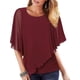 thumbnail image 1 of Txlixc Blusas de gasa fluidas para mujer, blusas de cuello redondo sueltas de color sólido informales de doble capa Txlixc Moda, 1 of 4