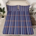 thumbnail image 2 of Feelyou Teen Abstract Lines Queen Sheet Sets, Blue Plaid Buffalo Bed Set, 4pcs, 2 of 7