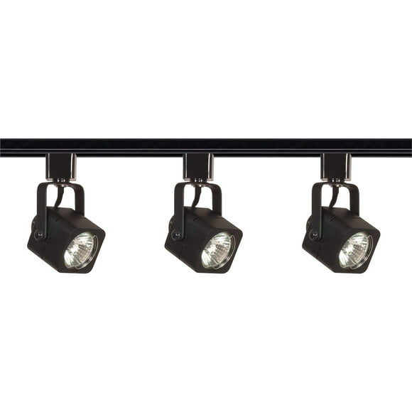 Ciata Ampoule d'Éclairage sur Rail Carré MR16, Base GU10 50 Watts (Finition Noire, 3 Lumières)