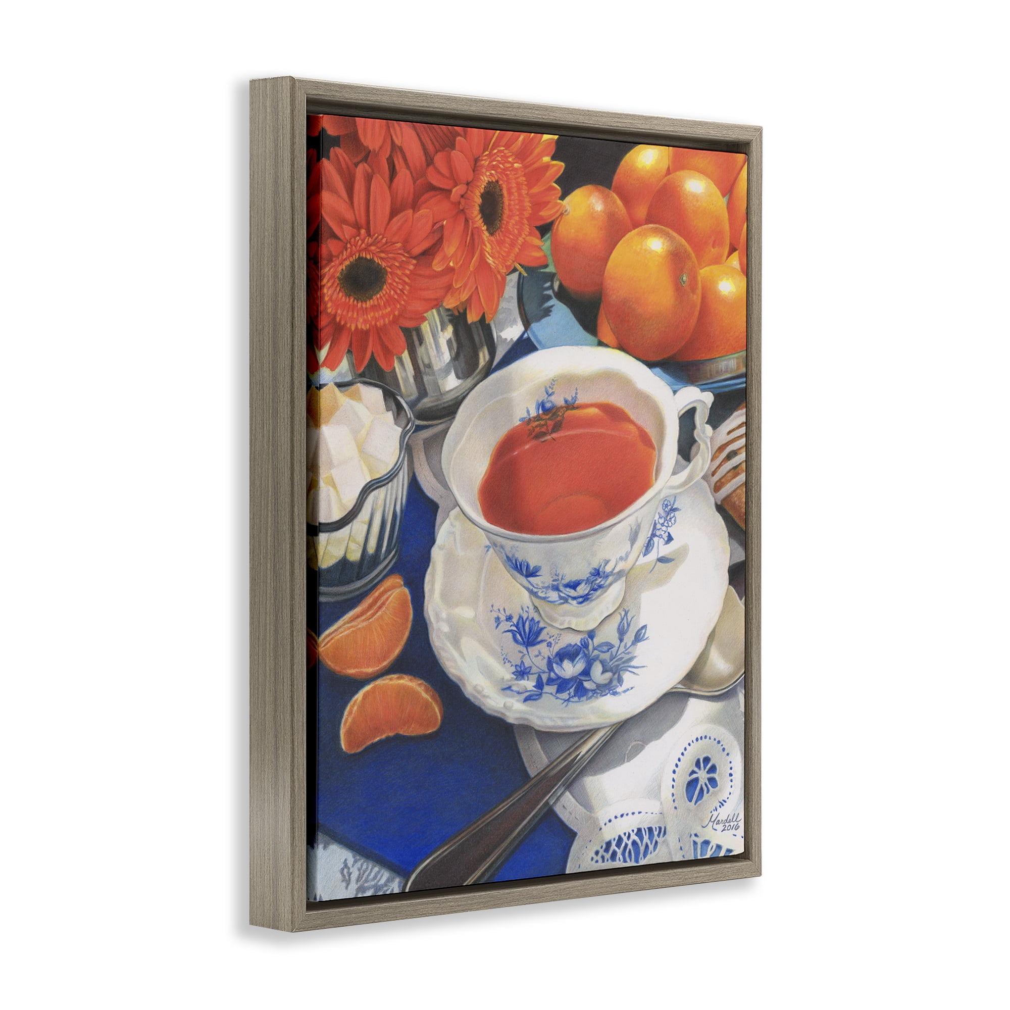 Stupell Industries Citrus Tea Time Food & Beverage Painting Brown Floater Framed Art Print Wall Art, 25 x 31