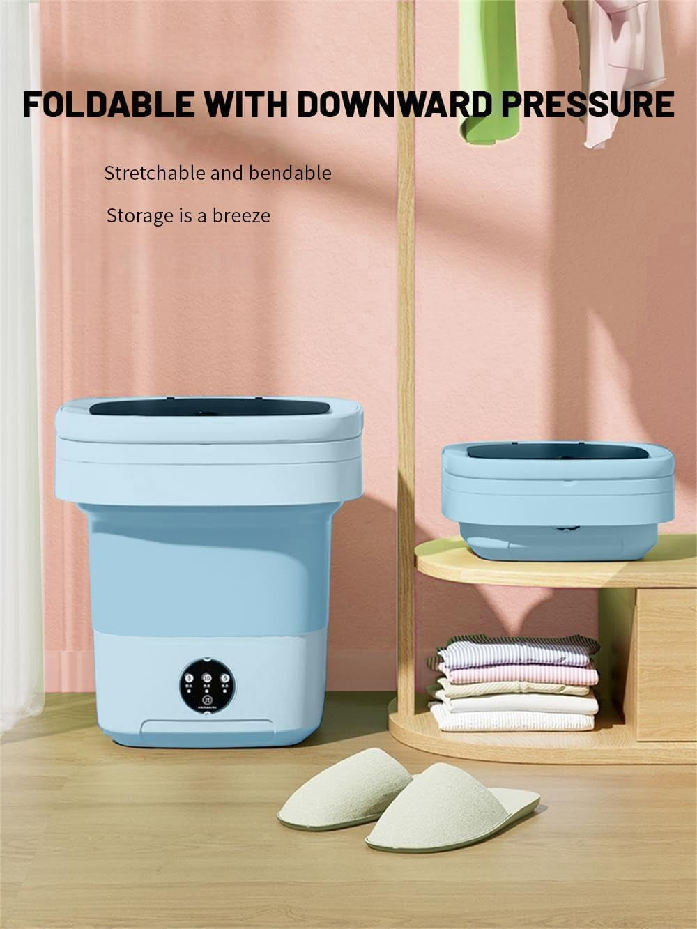 Portable Washing Machine, Mini Washer,11L Upgraded Large Capacity Foldable Washer.Deep Cleaning of Underwear, Baby Clothes and Other Small Clothes.Suitable for Apartments, Dormitories, Hotels.