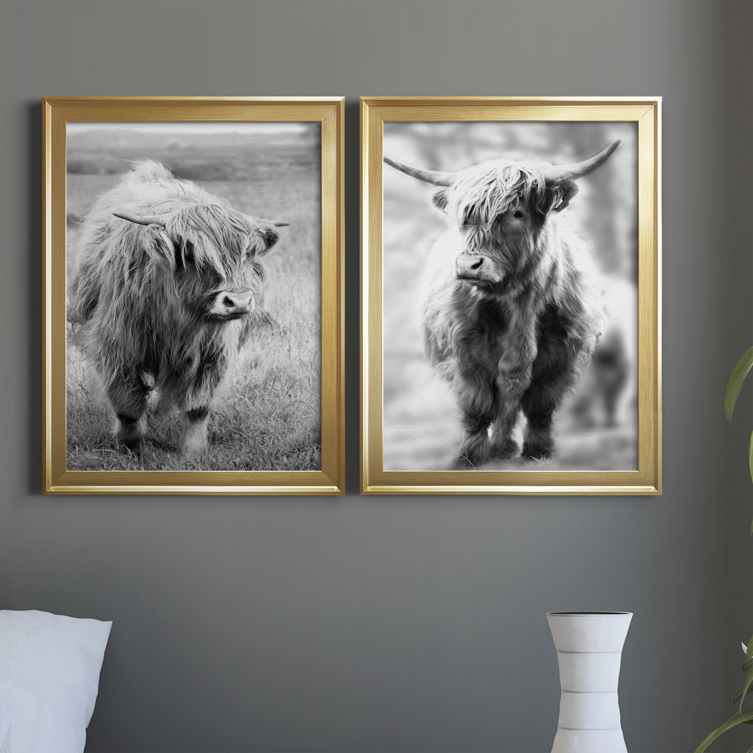 2 Piece Set Gretna Green Highland Premium Framed Canvas - Ready to Hang - 18.5 x 24.5 Each - Gold Frame
