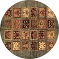 thumbnail image 1 of Ahgly Company Indoor Round Abstract Brown Modern Area Rugs, 8' Round, 1 of 4