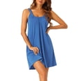 thumbnail image 1 of Camisón sin mangas para mujer INSPIRE CHIC, pijama elástico con tirantes anchos, camisa de dormir corta, talla XL, color azul, 1 of 6