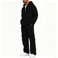 thumbnail image 6 of Men's Hooded Sweatshirt Sweatpants Pant Set Comfortable Zipper Hoodies Elastic Waist Solid Drawstring Pockets Pants Two-piece sportswear Sets for Man Fall Winter, 6 of 8