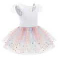 thumbnail image 2 of IBTOM CASTLE Toddler Kids Girls Sequins Star Ballet Dance Dress with Glitter Tutu Skirted Leotard Colorful Mesh Ballerina Dancewear 3-4 Years White, 2 of 8