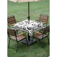 thumbnail image 4 of Outdoor Tablecloth with Umbrella Hole for Patio/Picnic/Party/Camping, Football Sports Waterproof Table Cloth Square Cover Washable, Modern Balls Black White Checkered (60"x 60"), 4 of 9