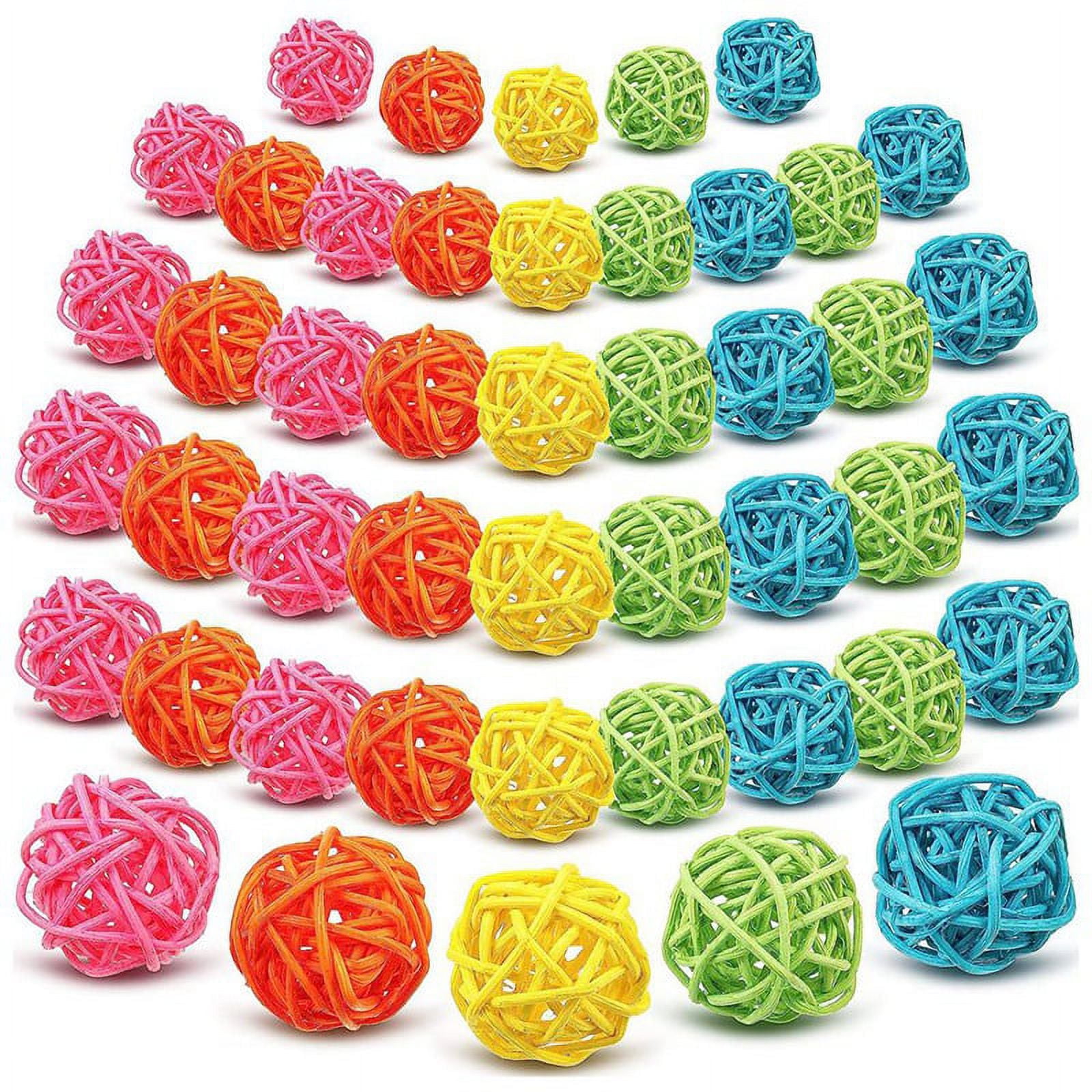 100 Bolas Colgantes De Ratán Multicolor | Decoración Fiesta Y Jardín De Infantes | Adornos De 3 Cm