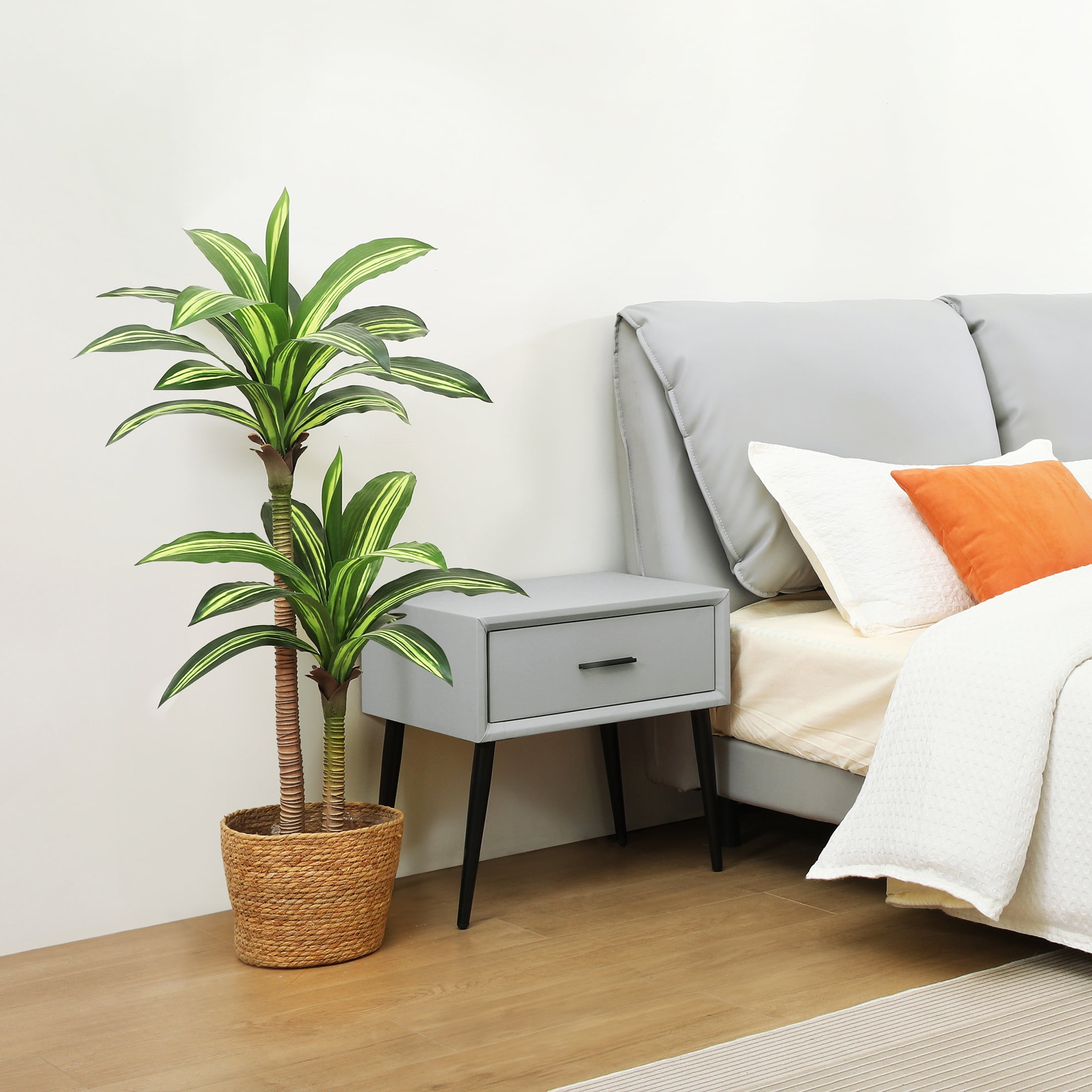 DR.Planzen Artificial Plants, 4ft Fake Dracaena Tree in Black Plastic Pot, Faux Plants Indoor Outdoor Decor, Silk Plants for Home Decor Office Porch Patio Perfect Housewarming Gift