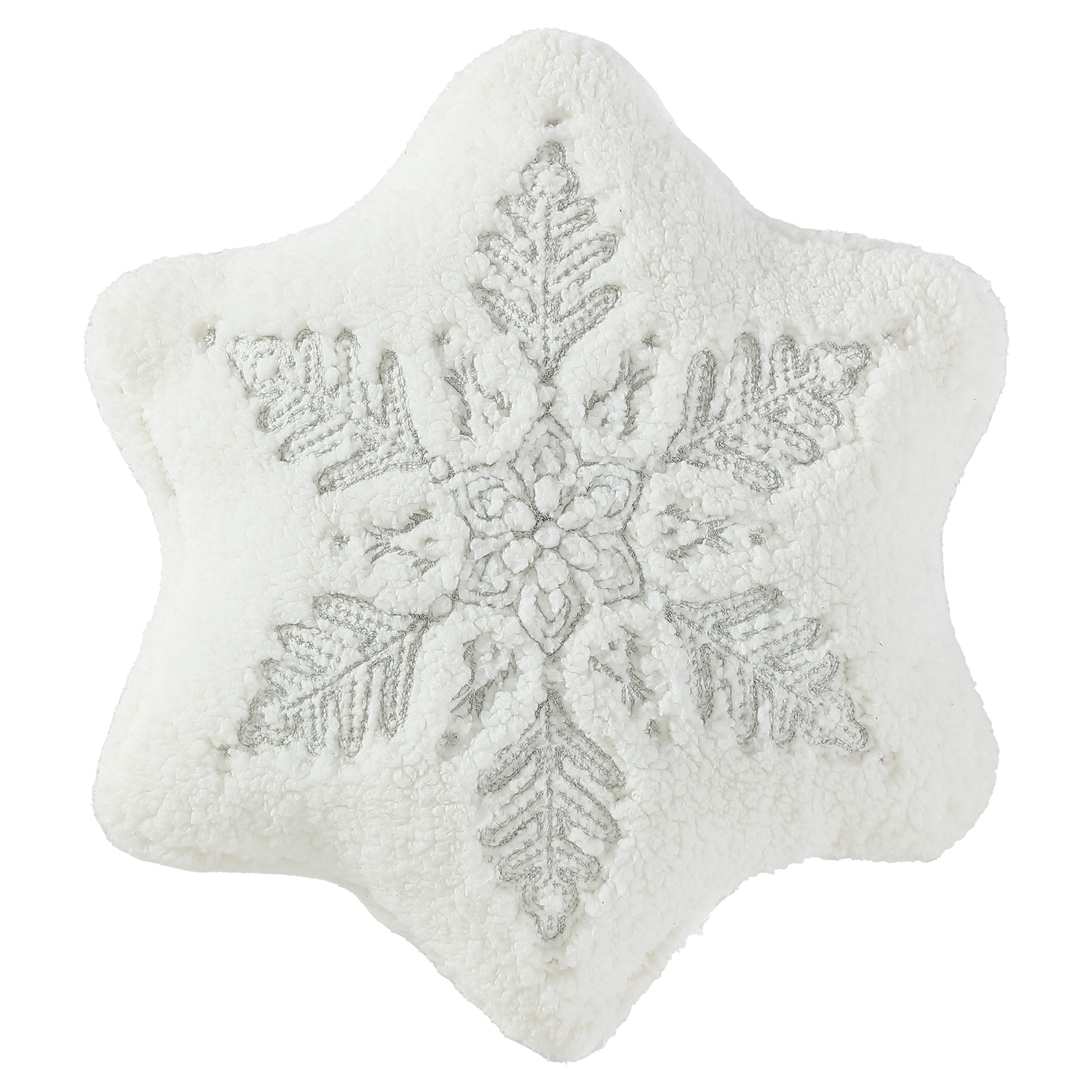 Mainstays, Snowflake Shape Decorative Throw Pillow, Ivory, 16" X 16", 1