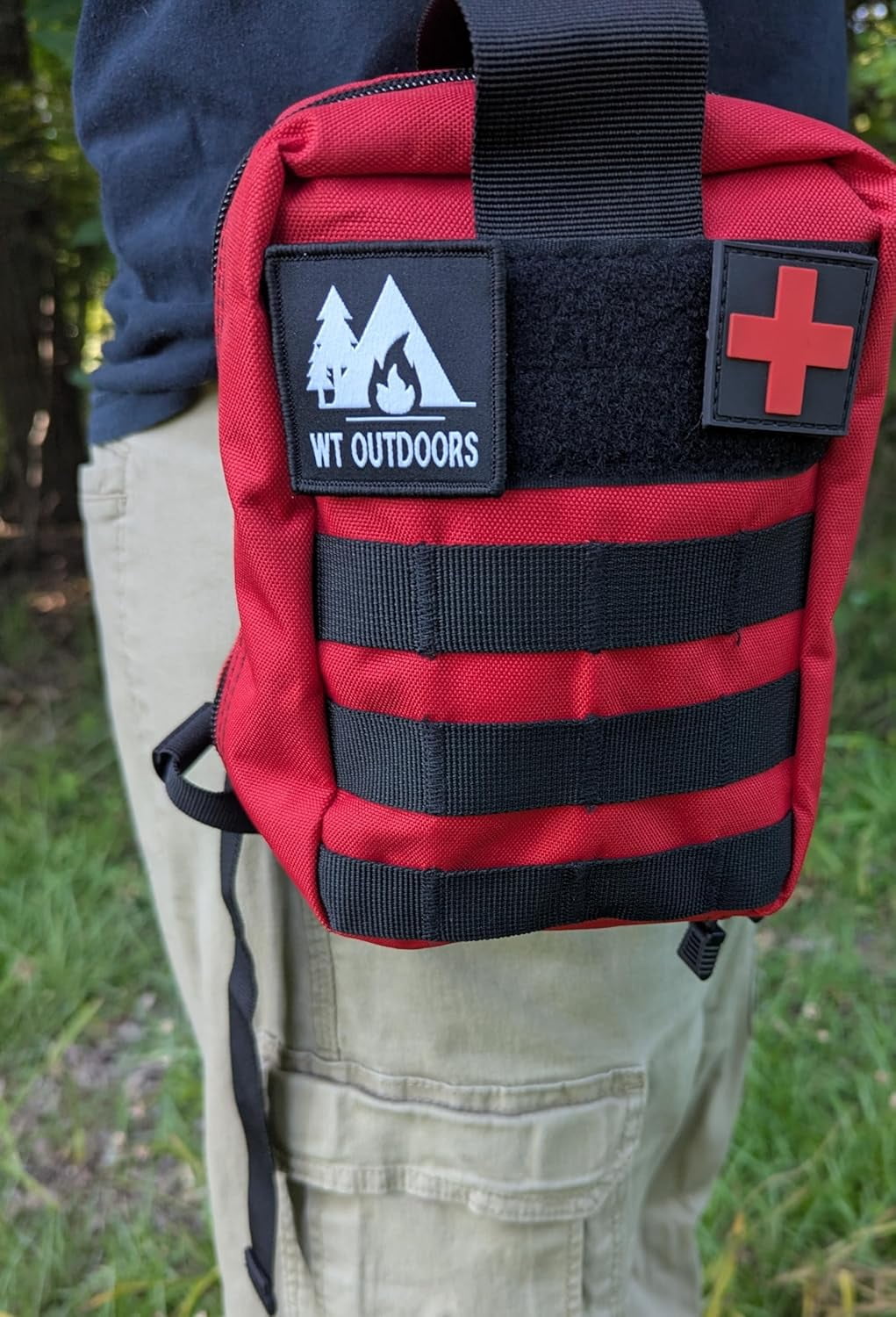 WT Outdoors Hunting and Fishing First Aid Trauma Kit .Quick Deployment Bag Chocking , Burn Care,Wound Care,Survival Blanket, CPR Mask – Bleed