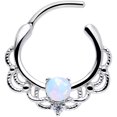 thumbnail image 2 of Body Candy Womens 16G 316L Steel Daith Tragus White Accent Loop Nose Ring Cartilage Septum Clicker 10mm, 2 of 3