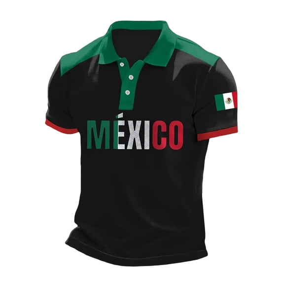 CONZONE Mens Polo Shirts Short Sleeve Buttons Shirts for Men Crew Neck Mexican Graphic Casual Summer Tee Tops