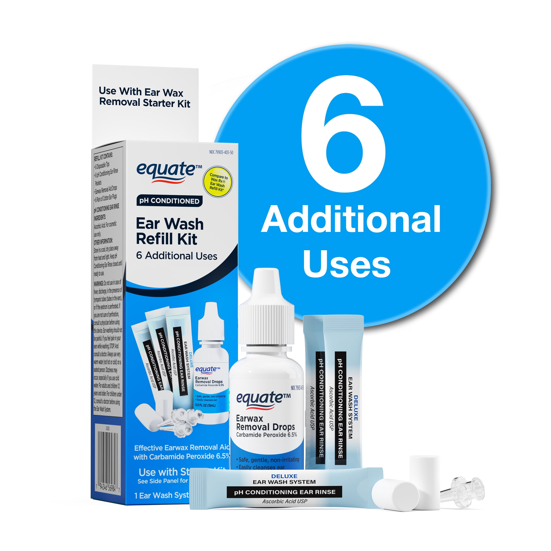 (2 pack) Equate Wax Removal Refill Kit for Wax-Rx Ear Wash System