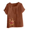 thumbnail image 4 of Camisetas de Manga Corta para las Mujeres Impreso Botón de Manga Corta Camiseta Blusa Poliéster, Ropa Casual Mirar Superior para las Mujeres, 4 of 4