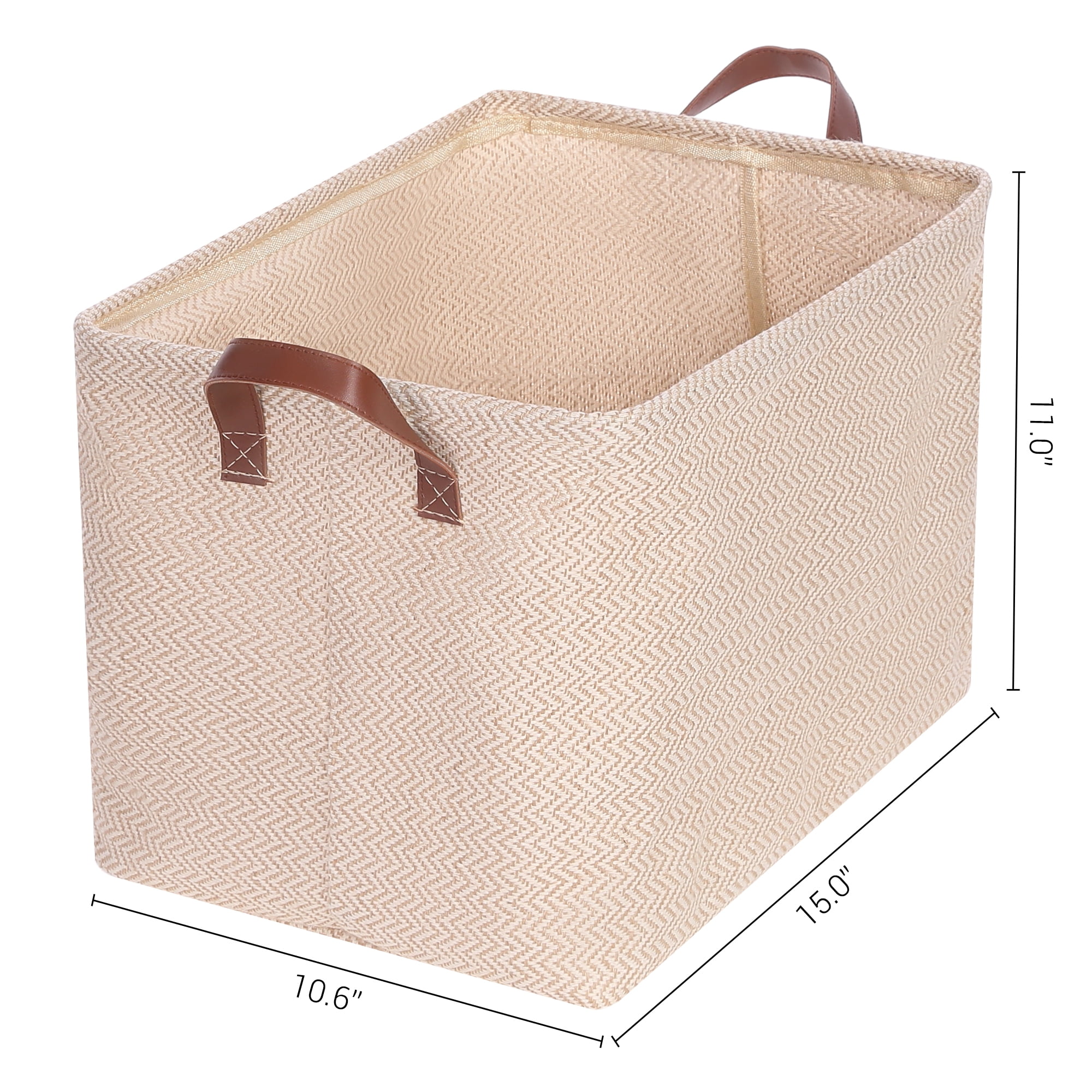 Unique Bargains Fabric Storage Cube Storage Bin Storage Basket Beige Wave