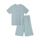 thumbnail image 1 of Conjuntos de pijamas familiares INSPIRE CHIC de manga corta con pantalones capri, ropa de dormir para niños y niñas, azul, 1 of 5