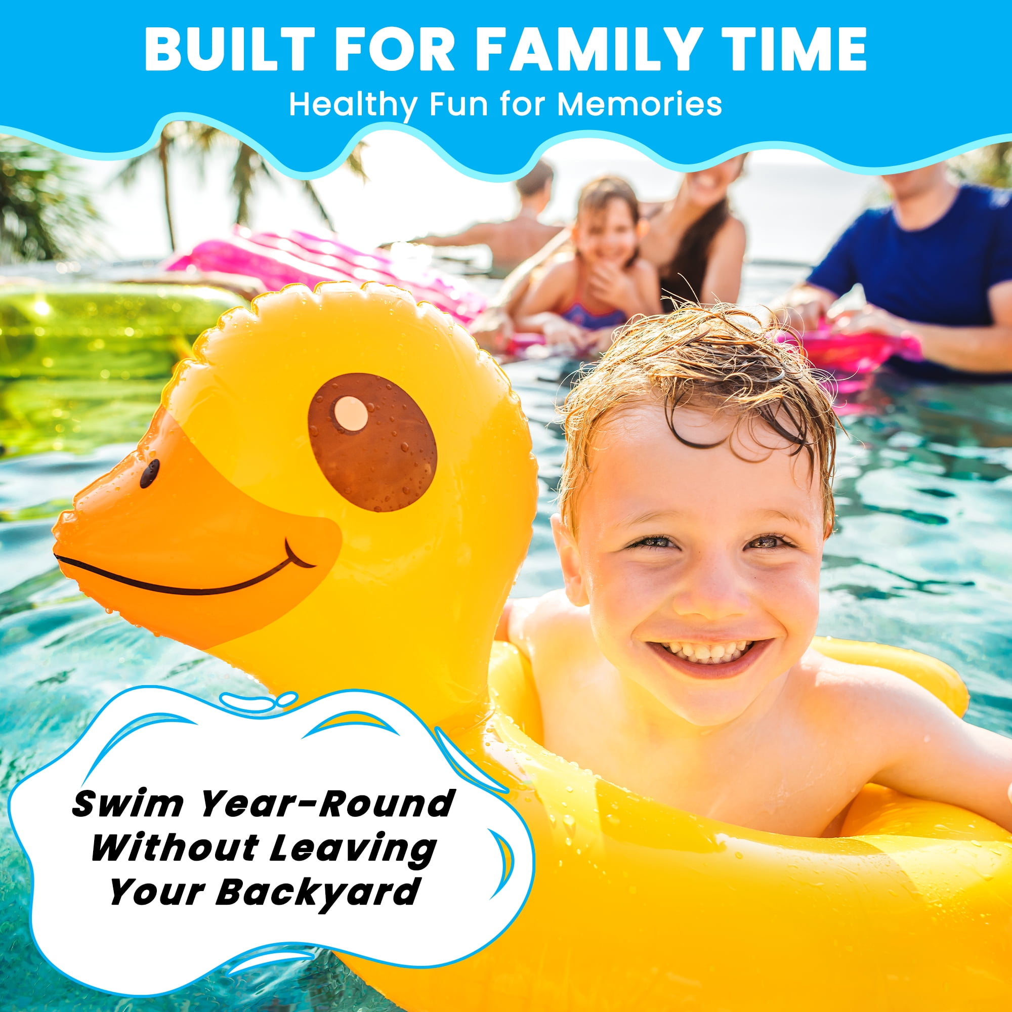 10FT Circular Swimming Pool with Filter Pump Metal Frame Above Ground Swimming Pool for Family Outdoor Backyard Blue 10ftX2.5ft