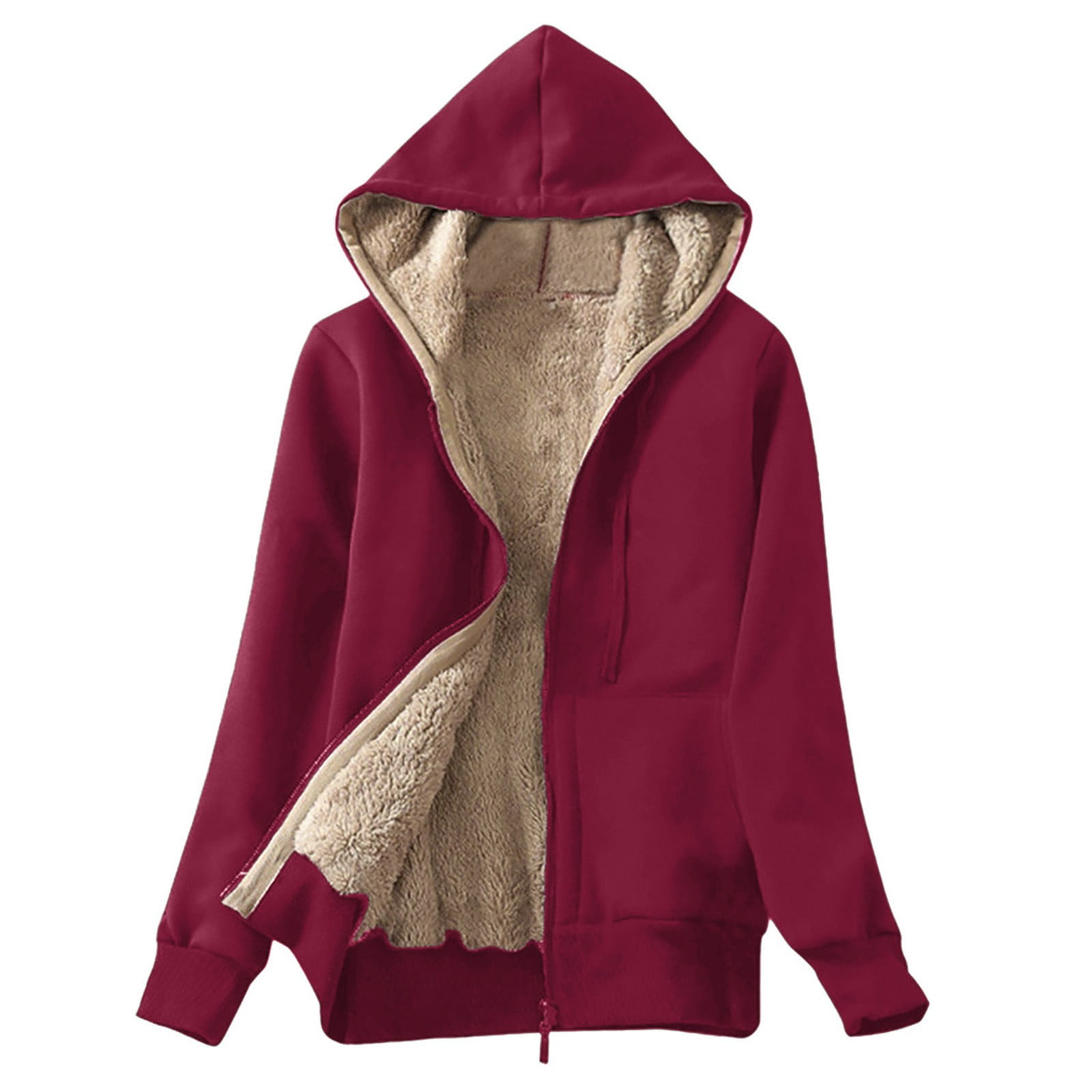 Girls Full Zip Hoodie Fleece Jacket Sherpa Hoodie Coat Fall Winter Outwear 5-12Y 