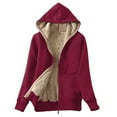 thumbnail image 2 of Turilly Womens Jackets Ladies Women's Long Hoodies Coats Tunic Winter Warm Fleece Sherpa Lined Zip Up Hooded Sweatshirt Jacket Coat, 2 of 7