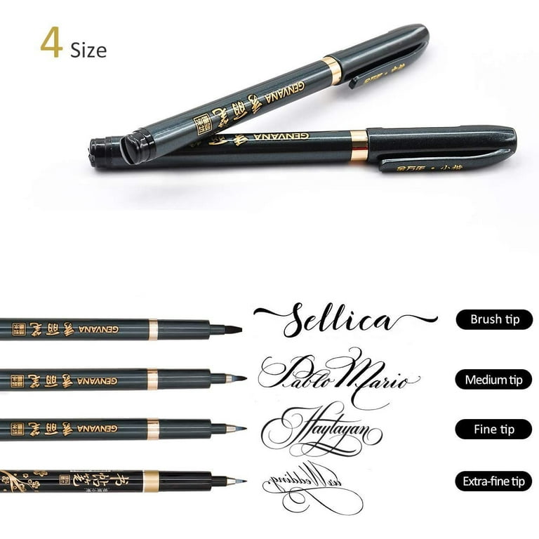 Casewin Hand Lettering Pens, Calligraphy Pens, Brush Markers Set, Soft and  Hard Tip, Black Ink Refillable - 4 Size for Beginners Writing, Art  Drawings, Water Color Illustrations, Journaling 