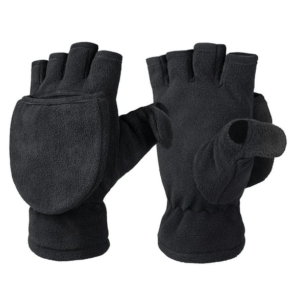 Matsuzay Medios guantes cálidos de invierno con forro polar Convertible sin dedos Muñequera elástica Niños Manopla a prueba de viento para Suministros térmicos SG