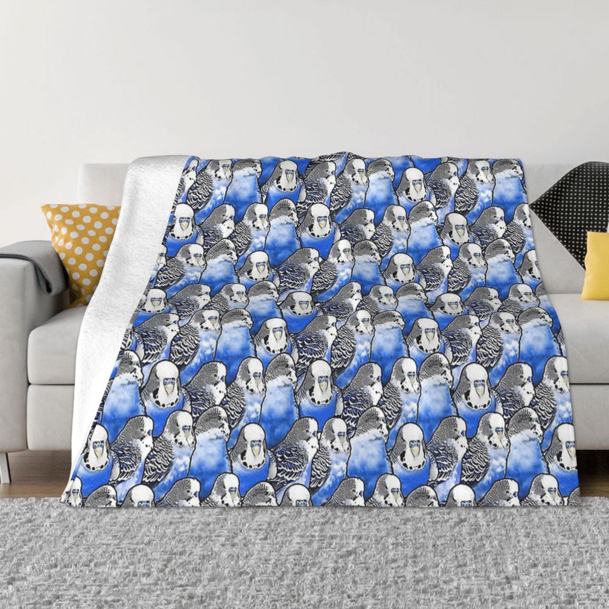 Parrot Bird Budgie Blue Pattern Portable Warm Throw Blankets for