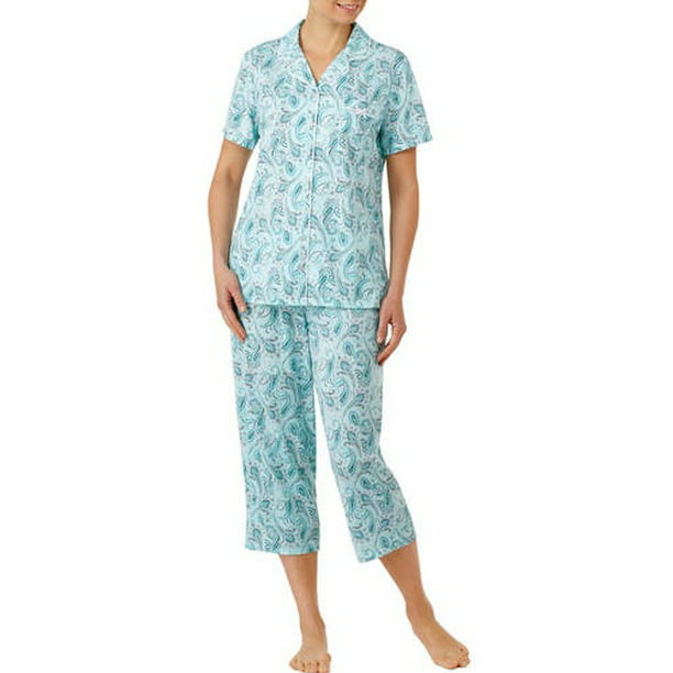 Secret Treasures Women's Pajama Notch Collar Short-Sleeve 2-Piece ...