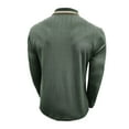 thumbnail image 6 of YOIAVAIOY Mens Knitted Cotton Polo Shirts Relaxed Fit Long Sleeve Collared T Shirt Big and Tall Casual Golf Shirt Army Green M, 6 of 7