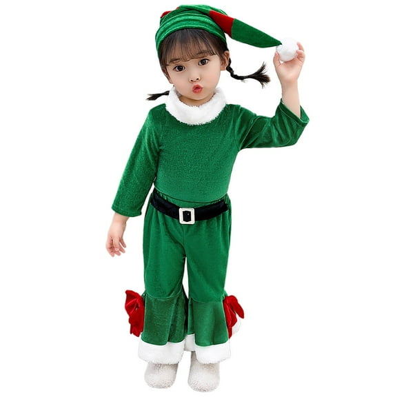 Jamsmile Toddler Girls Outfits Sets Christmas Party Clothes Long Sleeve Shirts   Pants   Santa Claus Hats Xmas 3PC Outfits