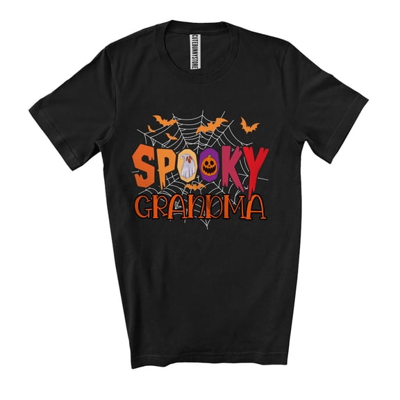 Spooky Grandma; Creepy Halloween Costume Spider Web Boo Ghost Pumpkin; Family Group Unisex T-Shirt