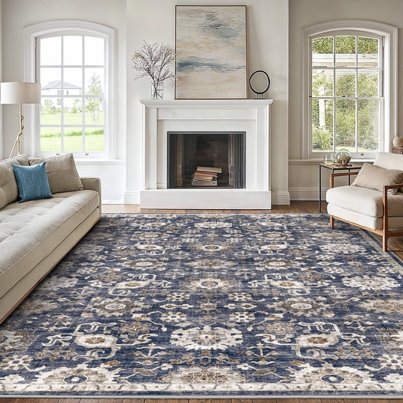 CHITOOMA 5'x7' Area Rugs for Living Room, Machine Washable Rugs Vintage Area Rug for Bedroom Dining Room Dorm Office with Non-Slip Backing, Stain Resistant Non-Shed Carpet