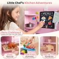 thumbnail image 6 of Yexmas Kids Play Kitchen,Wooden Pretend Kitchen Play Set for Toddlers with Chalkboard,Stove&Cookware Accessories,Toddler Toy Kitchen Gift for Boys Girls, Pink, 6 of 7
