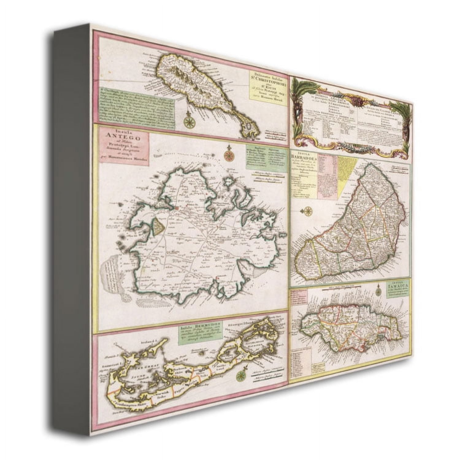 Trademark Art 'Map of English Colonies in the Caribbean, 1750' Canvas Art