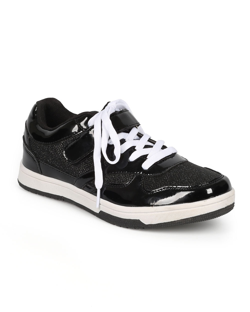 Details about  / Qupid Surge-01 Patent Leatherette Glitter Lace Up Flat Sneaker