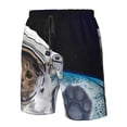thumbnail image 6 of Uemuo Cat Astronaut Pattern Men's Swim Trunks Hawaiian Beach Bathing Suit Swimsuits Beach Quick-Dry Shorts with Pockets-XX-Large, 6 of 9
