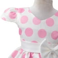 thumbnail image 4 of IBTOM CASTLE Toddler Girls Kids Polka Dots Short Sleeve Summer Bow Party Tutu Dress Clothes 4-5 Years Pink, 4 of 8