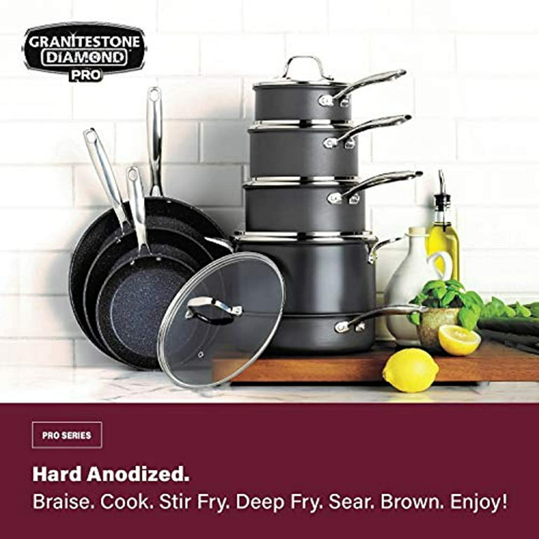 GRANITESTONE Pro Premier Non-Stick Hard Anodized Aluminium 17 Piece Cookware  Set 8147 - The Home Depot