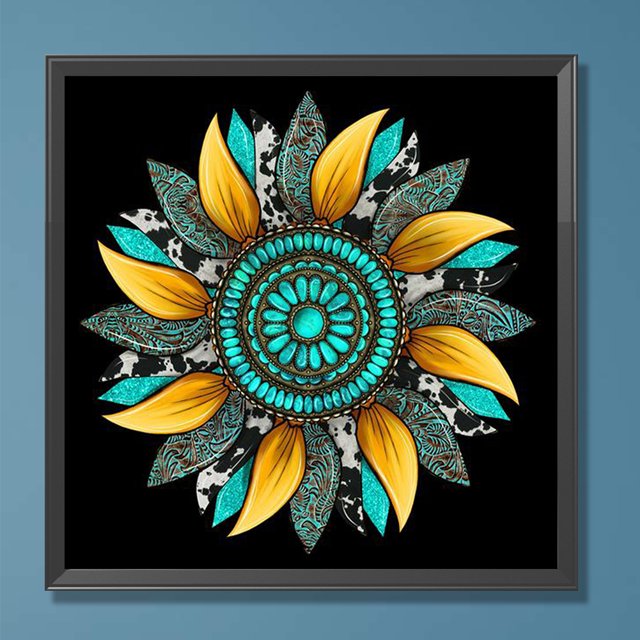 Cuadros Decorativos 5D bricolaje taladro redondo completo diamante pintura girasol kit hogar decoración artesanía (3) Wdftyju embutido en tela