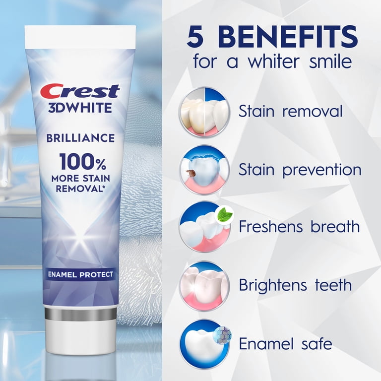 Crest Toothpaste, 3D White Brilliance Pro Enamel Protect Teeth Crest Toothpaste, 3D White Brilliance Pro Enamel Protect Teeth