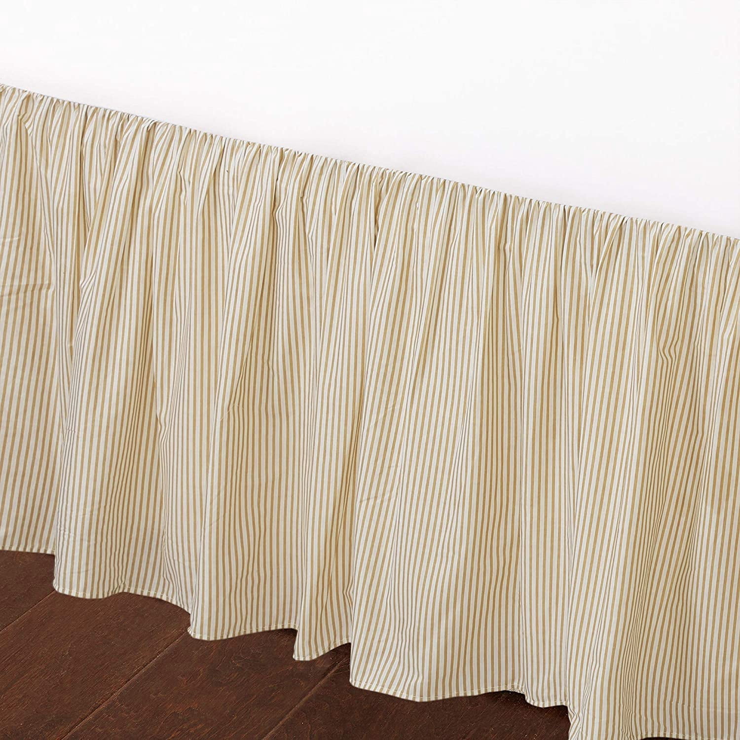 Cozy Line Home Fashions Patterned Stripe Bed Skirt, Dust Ruffle with Split Corners, 16" Drop (King & Queen)
