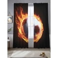 thumbnail image 2 of Flame Soccer Sheer Curtains 2 Panels Set Sports Black Background Abstract Art Sheer Window Curtains Light Filtering Rod Pocket Voile Drapes for Bedroom Living Room 52"X96", 2 of 8