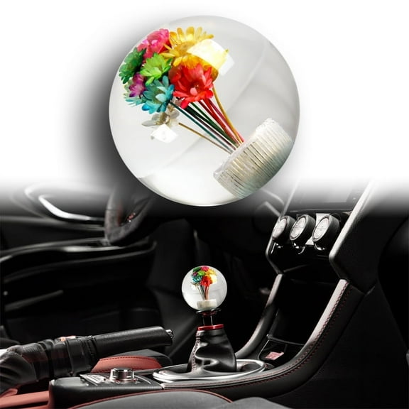 JDM 54mm Real Flower Round Ball Manual Auto Gear Stick Shift Knob Lever Shifter Colorful