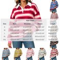thumbnail image 3 of Enjoytime Sweatshirt for Women Striped Collared Long Sleeve Pullover Top Fall Fashion Loose Casual Lightweight Sweatshirts, 3 of 7