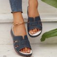 thumbnail image 4 of Sandals For Women Wedge Thick Heel Open Toe Slip-on Peep Toe Slides Slippers Women's Trendy Casual Outdoor Shoes for Beach Fashion 9, 4 of 6
